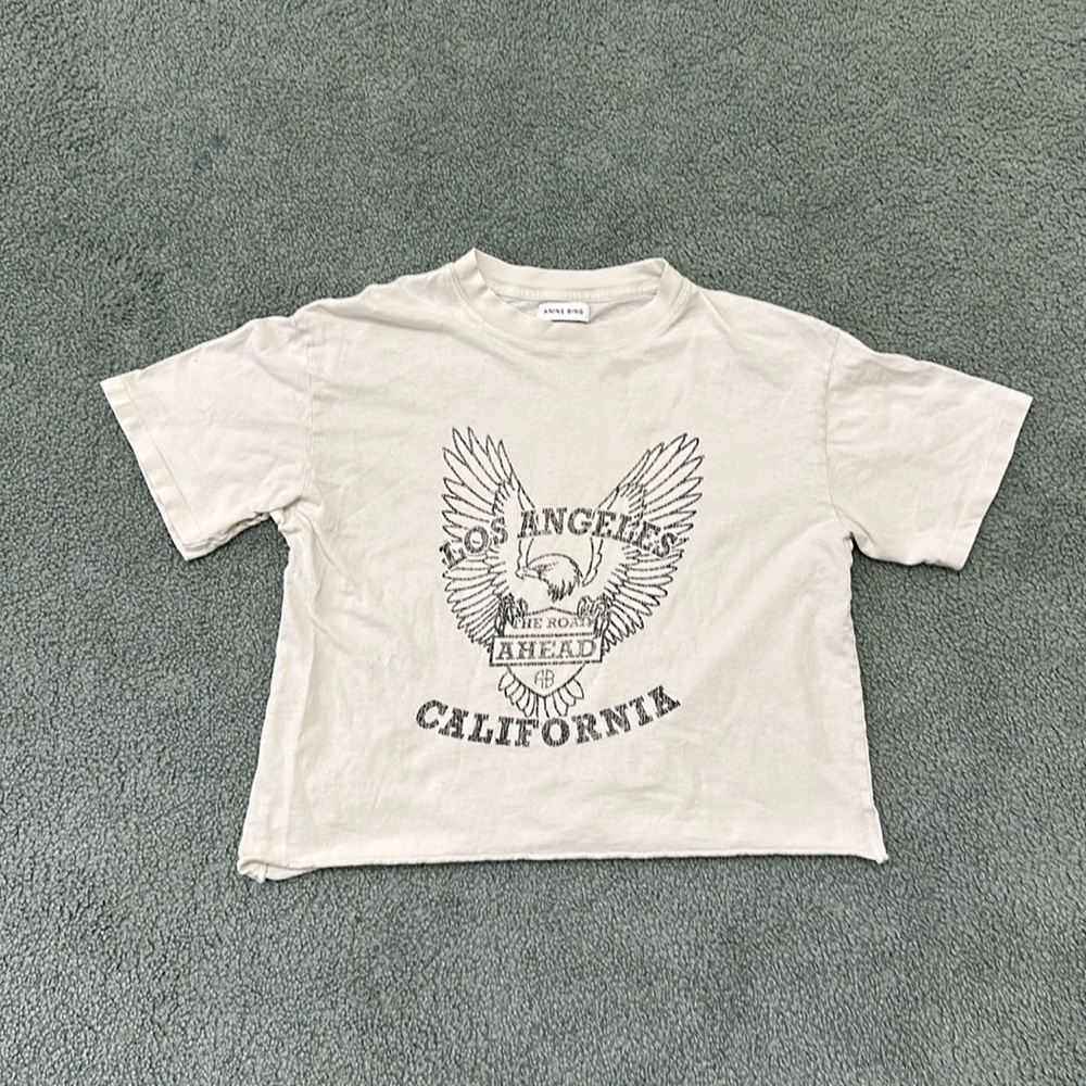 Anine Bing Milo Eagle Los Angeles Cropped T Shirt